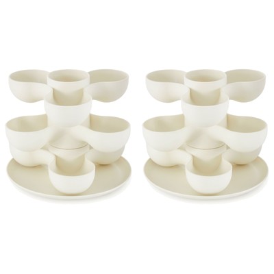 The HC Companies 8 Inch Pixie Indoor Stacking Plant Pot, Vanilla Bisque (2 Pack)