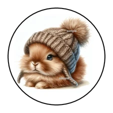 ADORABLE BUNNY ENVELOPE SEALS STICKERS LABELS TAGS 1.5" ROUND (30) CUTE EASTER