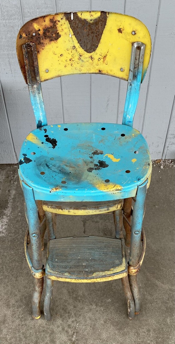 MCM Vintage Cosco Kitchen Step Stool Chair ~Rustic Plant Stand