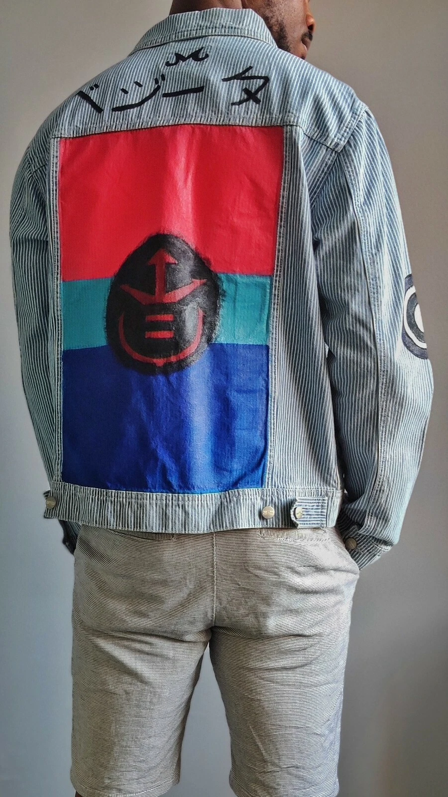 Custom Denim Jacket man size M Prince Vegeta