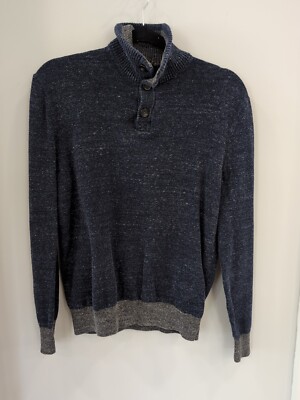 Men's GAP Shawl Collar Button-Up Sweater, Size M, Blue, Cotton Blend