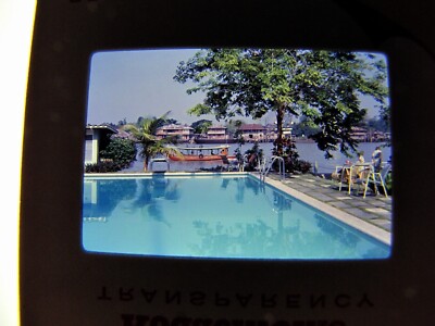 1963 Kodachrome Slide Film Photograph Color 35mm Bangkok Thailand Resort Pool