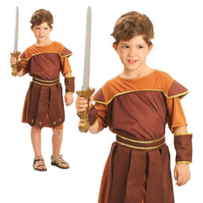 Roman Soldier Costume Boy Gladiator Warrior Book Day Child Fancy Dress Kids