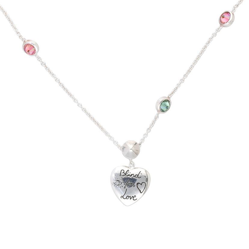 GUCCI Blind for Love Heart Pendant Necklace Silver Colored GUCCI Blind for Love Heart Pendant Necklace Silver Colored