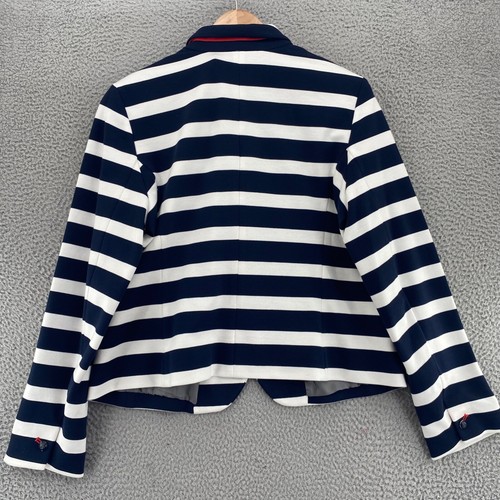 Gap Jacket Womens 20 Plus Academy Blazer Navy White Striped Button Office NWT - Picture 3 of 11
