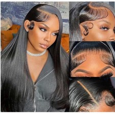 13x4 HD Frontal Pre Plucked Natural Hairline Straight human hair 16in black