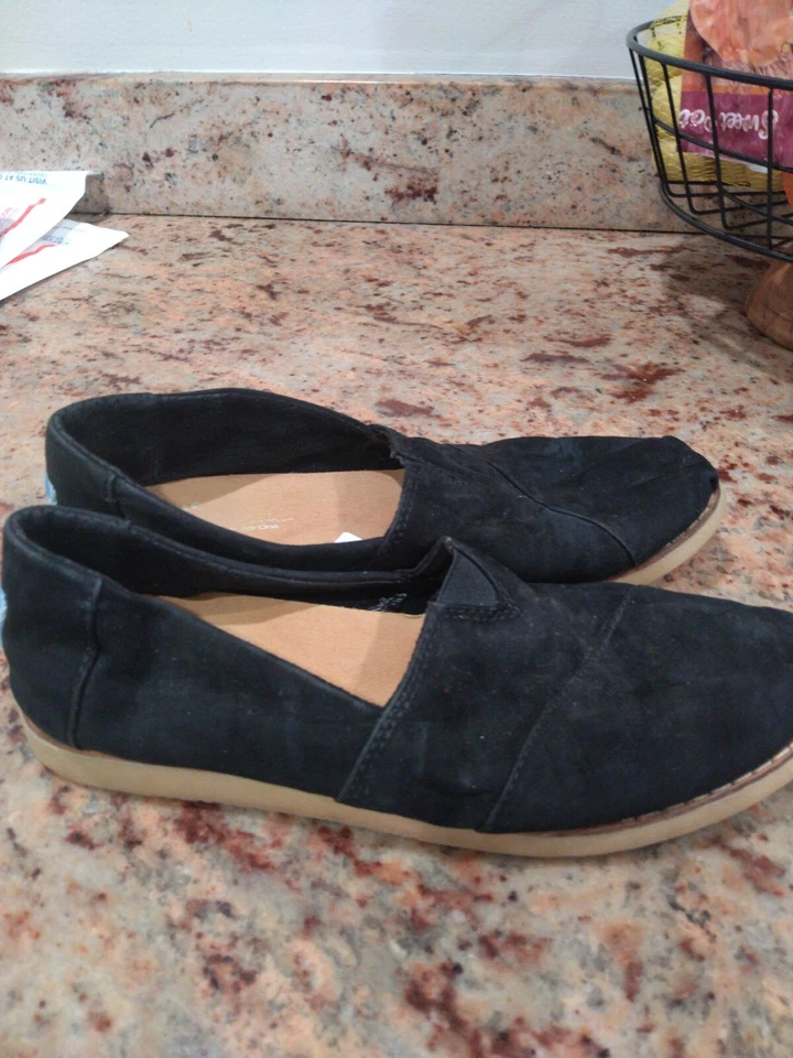 Toms Mujer Talla 7 Clásico Negro Lona Pisos 1002920517 Sin Cordones Foto 3 de 4
