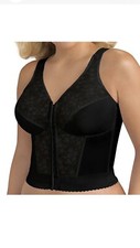 Exquisite Form 5107565 Front Close Lace Longline Posture Bra Black 510-7565 NEW