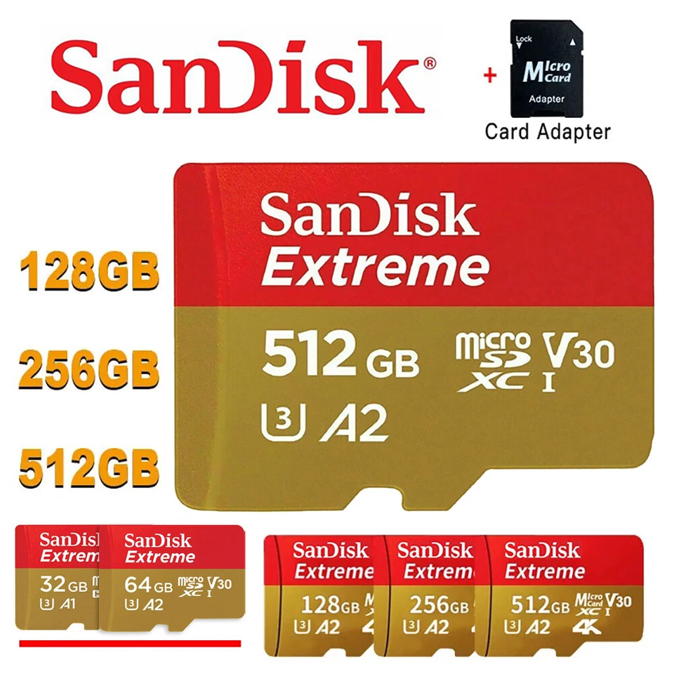 Scheda Di Memoria Micro SD SanDisk Extreme 4K Scheda 64 GB 128GB 256GB 512 GB 1T - Immagine 4 di 4