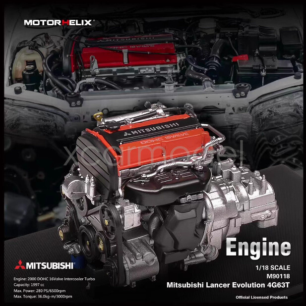 1:18 MH Evolution EVO 4G63T Turbo Engine Diecast Metal Car Model