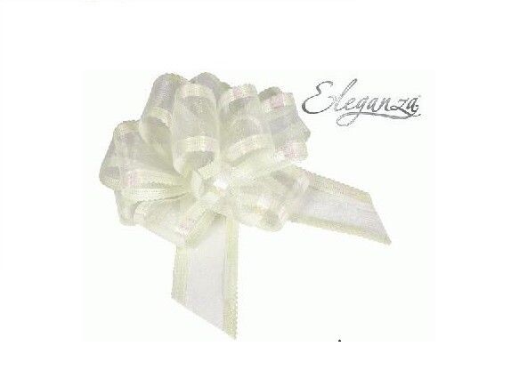 1 X Eleganza 50mm Organza Fabric Pull Bow for Gifts or Venue Decoration - Ivory