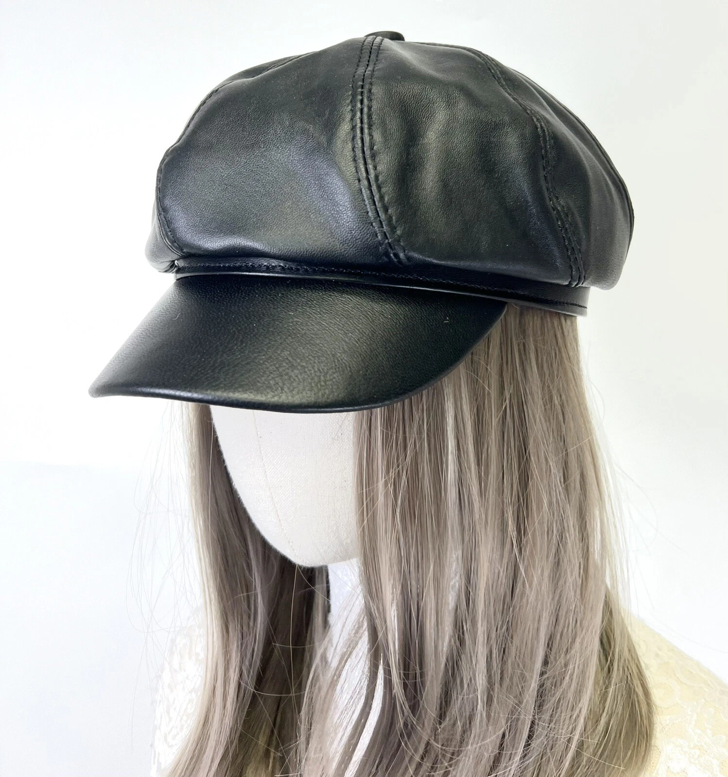 New 100% Genuine Lambskin Leather Baggy Newsboy Cap / Hat