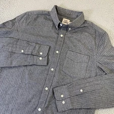 Flint and Tinder Shirt Mens Medium Gray Button Up Chevron Knit Texture Huckberry