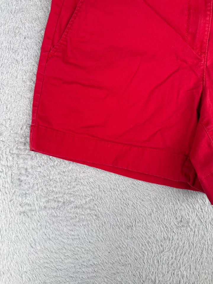 Pantalones Cortos Nautica Jeans Para Mujer 8 Rojo Chino Mezcla de Algodón Elástico Cremallera Mosca 30x5 Foto 3 de 4