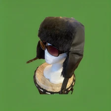 Broner Trapper Trooper Aviator Hunter Hat Ear Sz  XL Vinyl Faux Fur