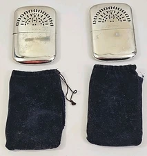 Vintage Lot Of 2 ~ PEACOCK ~ Hand Warmers ~ With Felt Bags ~ Made In Japan