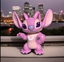 Large 3D Disney Angel Lilo Stitch Charm Zipper Pull Keychain Add On Clip