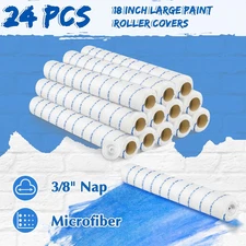24 Pcs 18 Inch Paint Roller Covers 3/8" Nap Roller Covers Large Microfiber Wi...