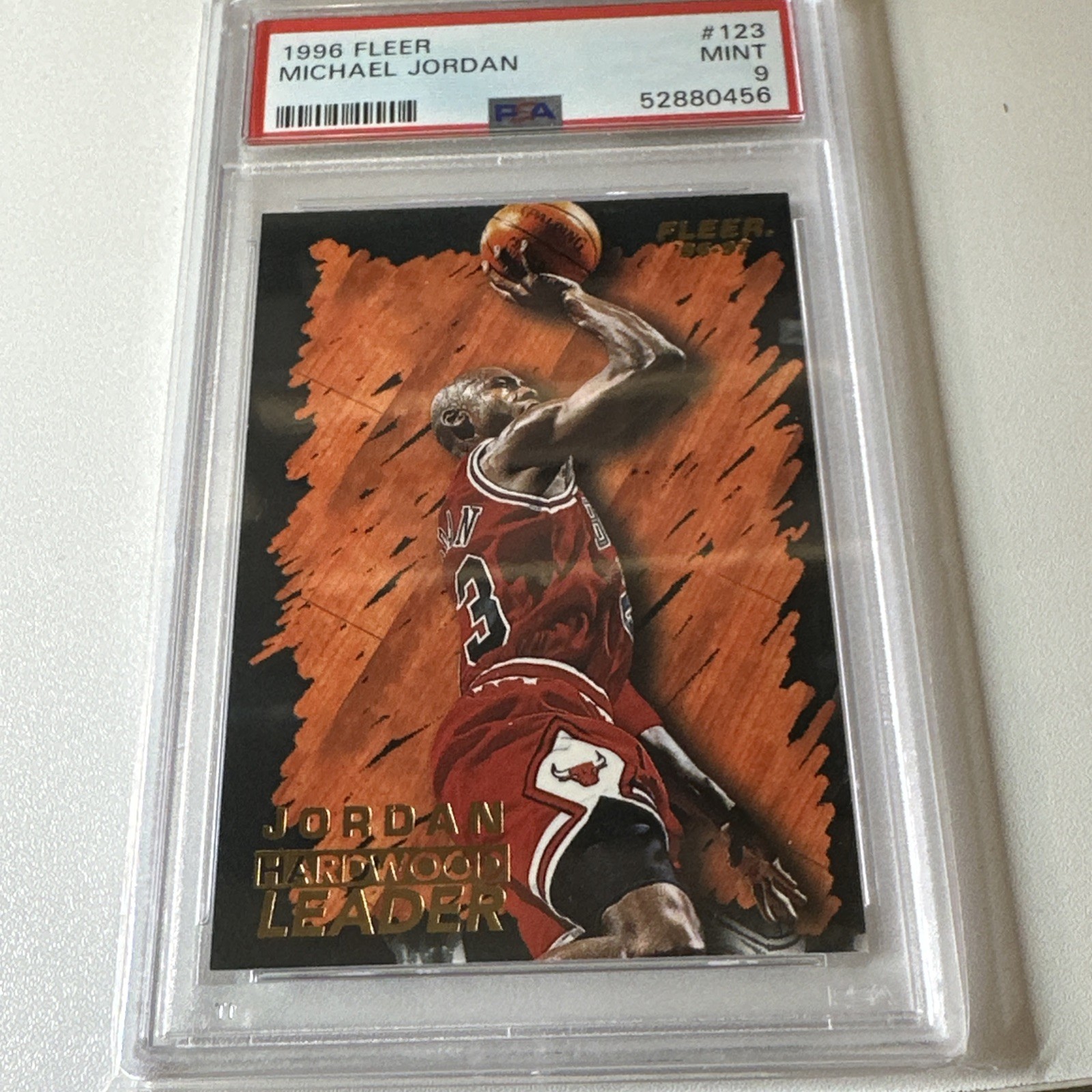 1996 Fleer Michael Jordan #123 HARDWOOD LEADER PSA 9 view 3