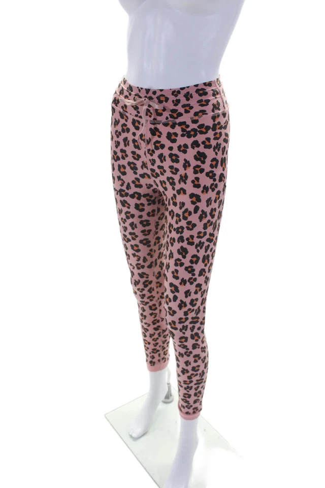 The Upside Womens High Rise Leopard Print Drawstring Leggings Pink Size 4 - Image 2 of 4