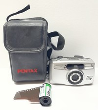 Pentax IQZoom 115V 135M 35mm Film Camera With Roll Of Film And Case Tested