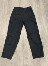 Abercrombie Kids Boys Black Cargo Pants Baggy Fit Elastic Waist Solid
