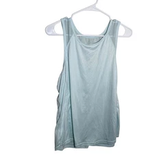 Jockey Tank Top Women's Large Round Neck Mesh Striped Athletic Shirt Active