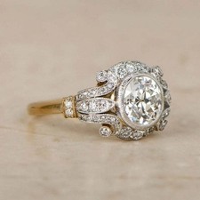 2.2Ct Art Deco Style Lab Created Diamond Halo Engagement Wedding 925 Silver Ring