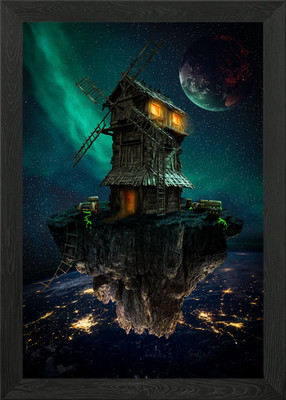 Einsame Mühle im Weltraum Gerahmtes Wandbild Poster Leinwanddruck Bild