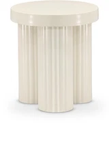 279Cream-ET Rhodes Collection Art Deco End Table with Cream Finish Iron Metal...