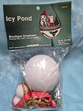 LeeWards ICY POND Deer Snowman Santa Sequin Bead Vintage Christmas Ornament KIT