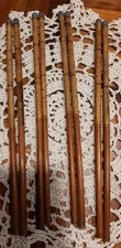 VINTAGE Lot 8 CHINESE BAMBOO CHOPSTICKS W METAL TIPS, ETCHED Design