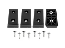 4 Standard Rectangle Black Rubber Feet Bumper w/Metal Insert & Screws  - US Made