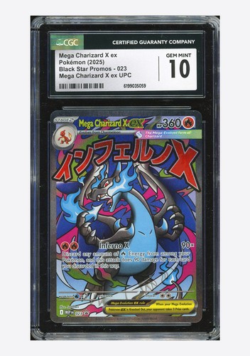 Pokemon CGC 10 GEM MINT Mega Charizard X ex Promo 2025 023 MEP UPC English