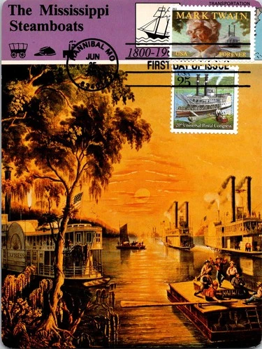 Dr Jim Stamps Maximum Card Mark Twain Forever Steam Ship 25C Combo Fdc