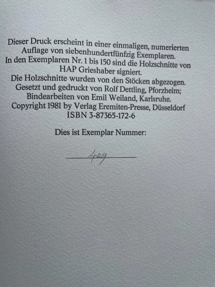 HAP Grieshaber 2 Orig.-Holzschnitt in Festschrift M. Hannsmann Eremiten P. - Bild 4 von 4