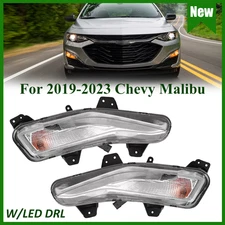 Pair For 2019-2023 Chevrolet Malibu Front Fog Lights W/LED DRL Turn Signal LH+RH