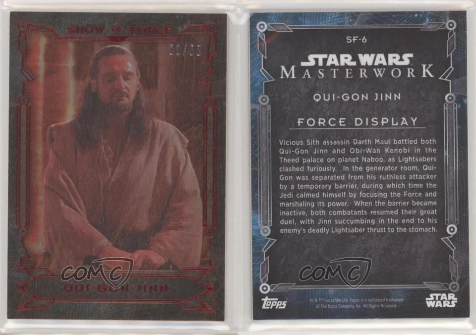 2016 Topps Star Wars Masterwork Show of Force Wood /50 Qui-Gon Jinn #SF-6 - Image 3 of 3