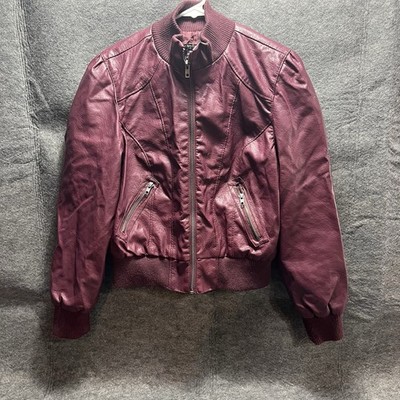Jennyfer.J Women s Red Pleather Jacket SzM Misses Flaws See 2nd Photo Well Loved
