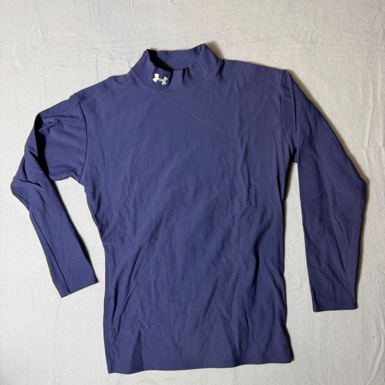 Under Armour ColdGear Mock Neck Long Sleeve Base Layer Navy Blue Mens XL