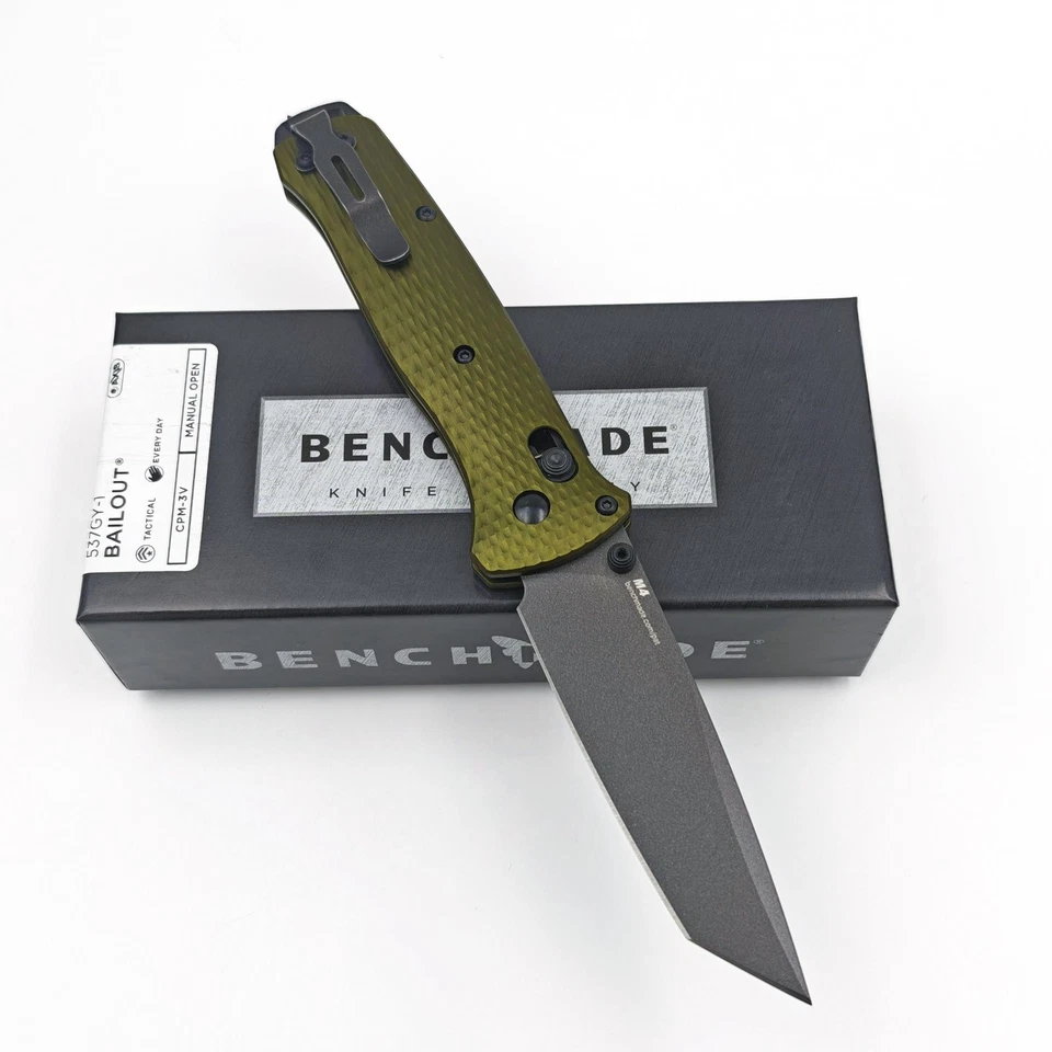 Cuchillo Plegable Benchmade 537GY-1 Rescate Woodland Mango Verde Eje Bloqueo Gota Foto 4 de 4