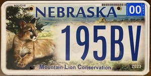 2020 ‘s  Nebraska Mountain Lion Conservation License Plate Big Cat Wildlife