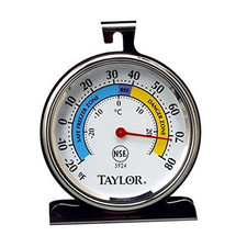 Refrigerator Freezer Thermometer Analog Large Dial Stainless Steel NSF