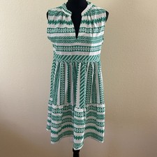 Cupshe Women’s V-Neck Sleeveless Beach Boho Mini Dress Green & White Size S NWT