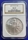2005 ~ Silver Eagle S$1 ~ NGC MS69 ~ #1861493-084