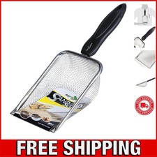 Ergonomic Reptile Substrate Scoop - Durable Stainless Steel and Fine Mesh Design