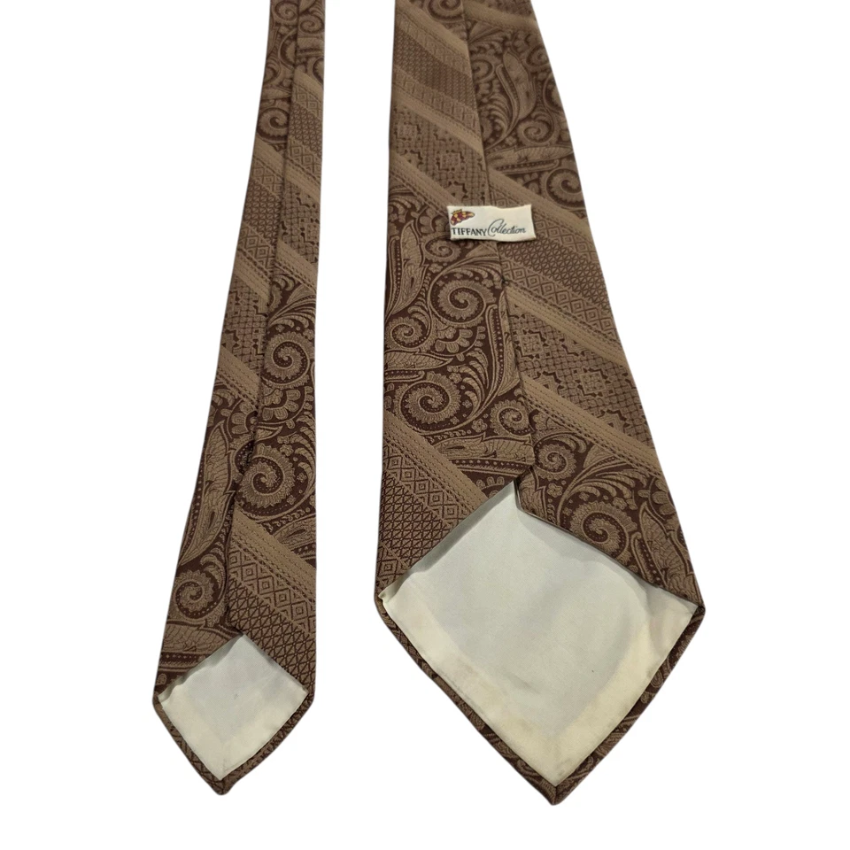 Colección Tiffany De Colección Para Hombre Colección Marrón Seda Paisley Ancho Bordado Foto 4 de 4