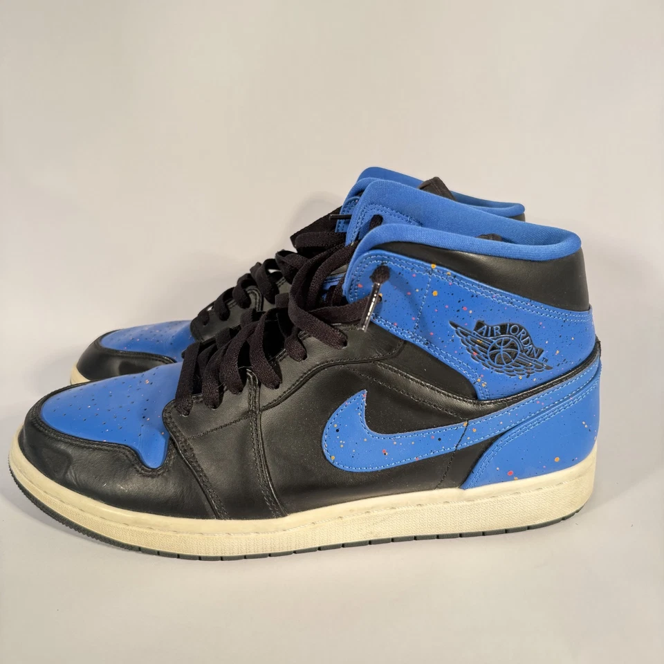 Nike Air Jordan 1 Retro Mid Royal Paint Splatter Blue 554724-048 Mens Size US 11 - Image 3 of 4