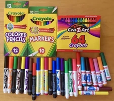 Kids Art Supplies Lot Crayons Markers Colored Pencils Crayola CraZArt