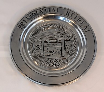 Camp David Presidential Retreat Pewter Plate-RWP Wilton Columbia Stamped-VTG 11''
